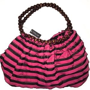 Rolling Sage Fuchsia Black Striped Handbag Purse